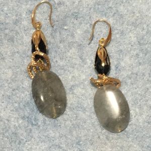 Natural agate and quartz earrings. Handmade.